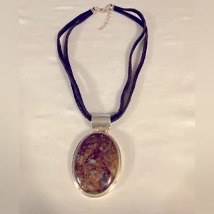 EXEX Sterling Silver Leather Pendant